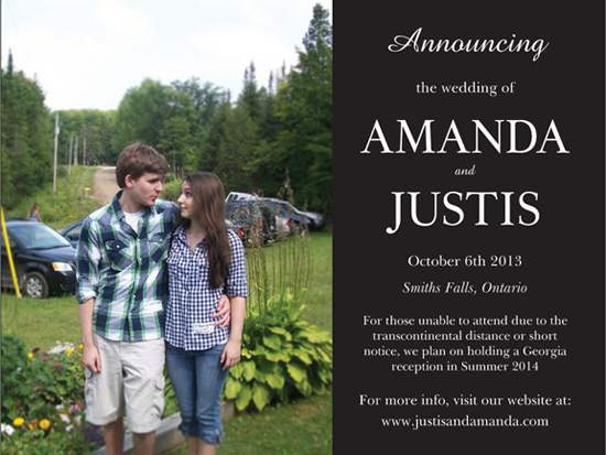 Justis and Amanda Wedding Announcement